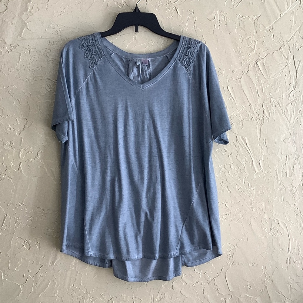 Casual Light Blue Short Sleeve Top
